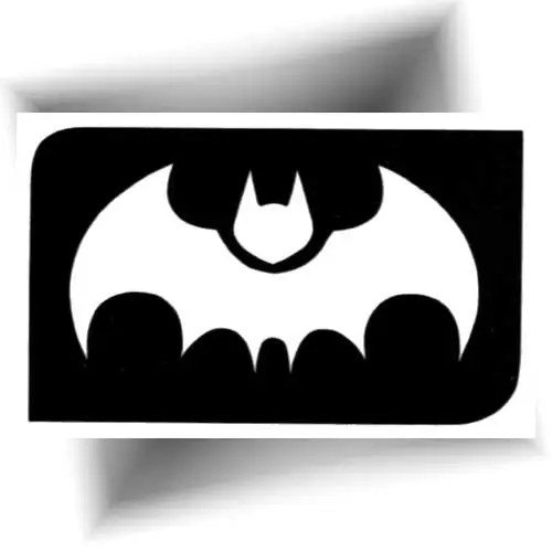 Pochoir tatouage éphémère chauve-souris pour enfant avec paillettes noires et jaunes – motif super-héros.