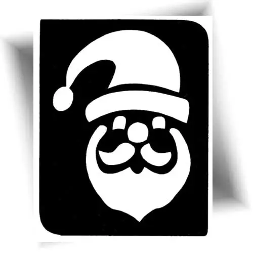Un pochoir adhésif représentant le Père Noël, parfait pour créer des tatouages pailletés scintillants et festifs lors des fêtes de Noël.