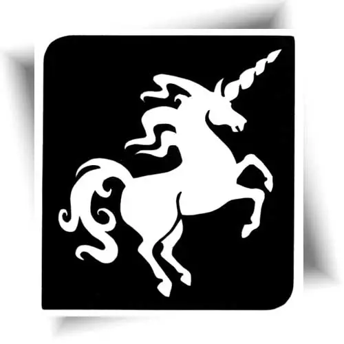 Créez un tatouage éphémère magique et scintillant avec notre pochoir licorne élégante – parfait avec des paillettes ou des fards gras.