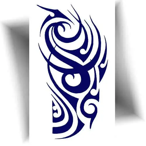Tatouage temporaire jagua avec motif tribal, bleu nuit, imitant un tatouage permanent, pour une tenue de 8 à 15 jours.