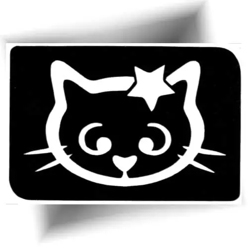 Pochoir tatouage temporaire motif chat étoilé pour enfant – stencil adhésif mignon.