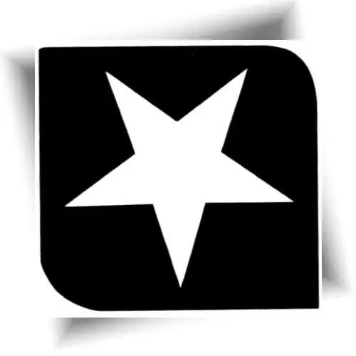 Pochoir pour tatouage éphémère en forme d'étoile, idéal pour des créations scintillantes avec des paillettes et des fards cosmétiques.