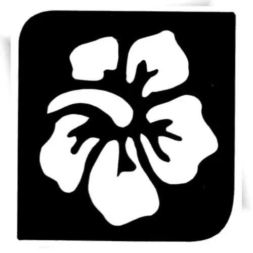 Pochoir tatouage Hibiscus, parfait pour des tatouages éphémères pailletés ou à l'encre cosmétique.