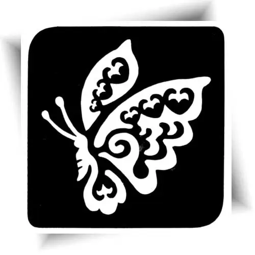 Pochoir tatouage éphémère papillon Mélo, pochoir adhésif pour créer des tatouages temporaires avec paillettes ou fards gras.