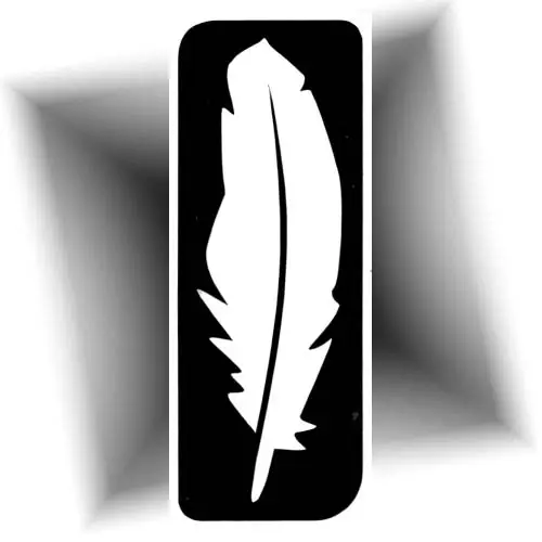 Pochoir tatouage plume adhésif pour créer des tatouages temporaires pailletés.